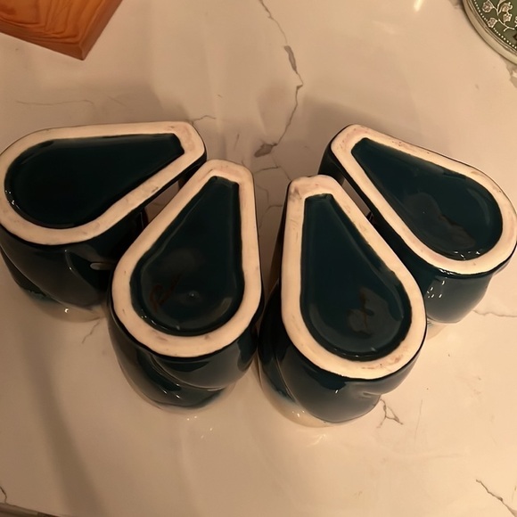 Set of 4 Vintage Padilla Glazed Ombré Ceramic Mugs w/ Wood Stacking Rack - Picture 10 of 10